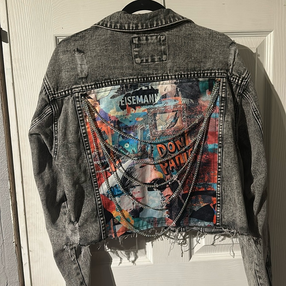 American Bazi Distressed Grey Jean Jacket